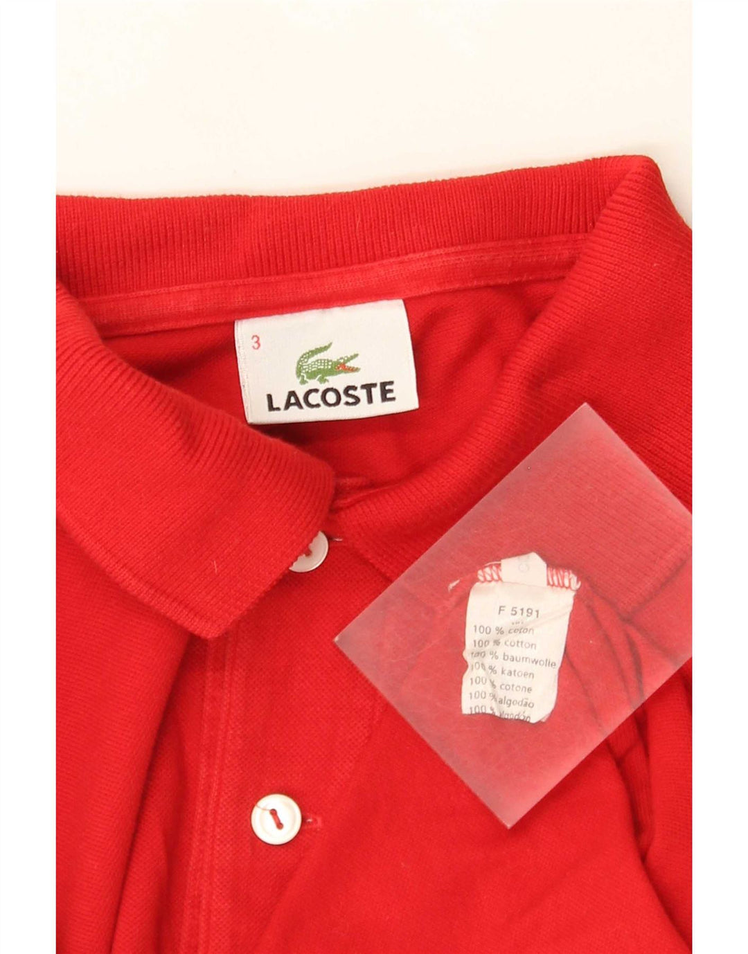 Lacoste Mens Long Sleeve Polo Shirt Size 3 Small Red Cotton