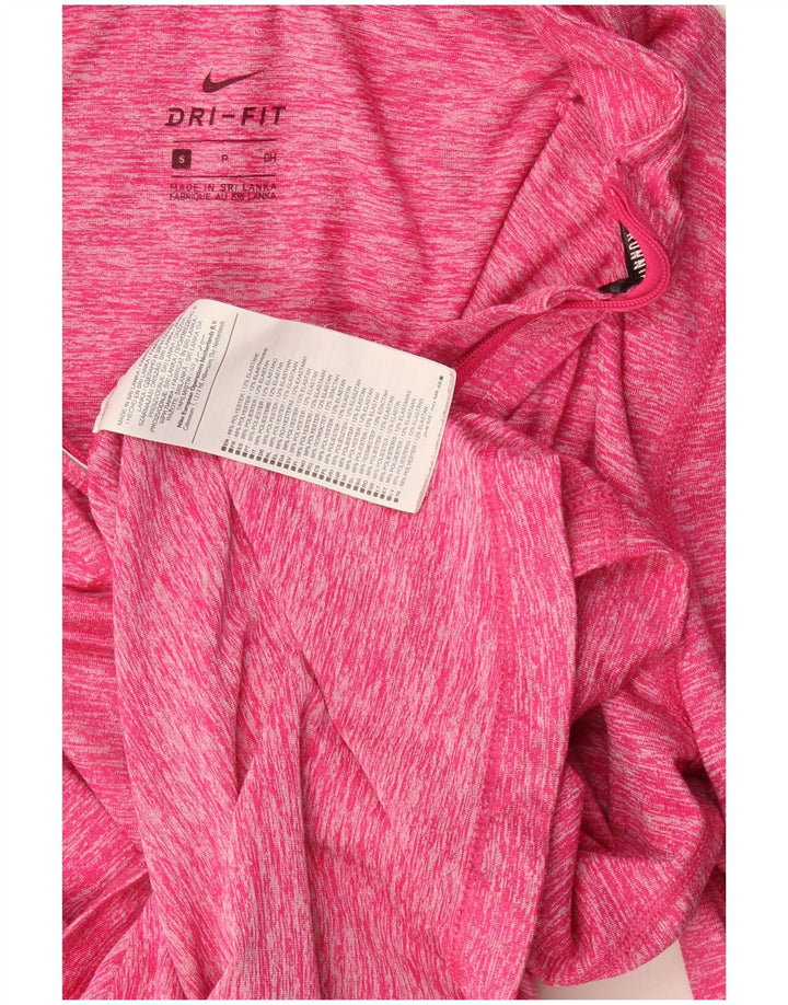 Nike Womens Zip Neck Pullover Tracksuit Top UK 10 Small Pink Polyester