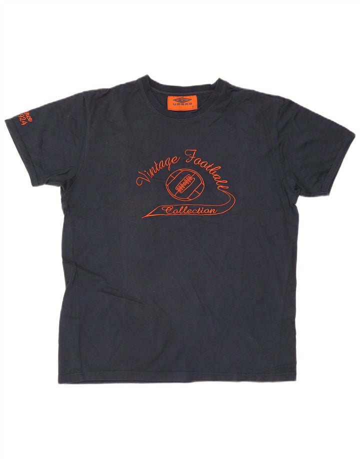 Umbro Mens Graphic T-Shirt Top Medium Navy Blue Cotton