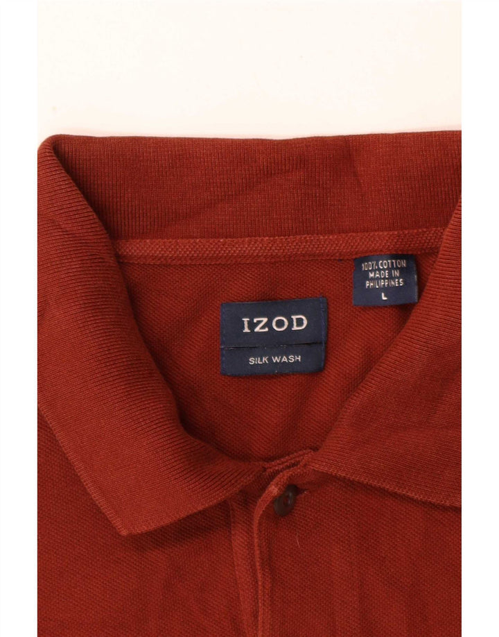 Izod Mens Polo Shirt Large Maroon Cotton
