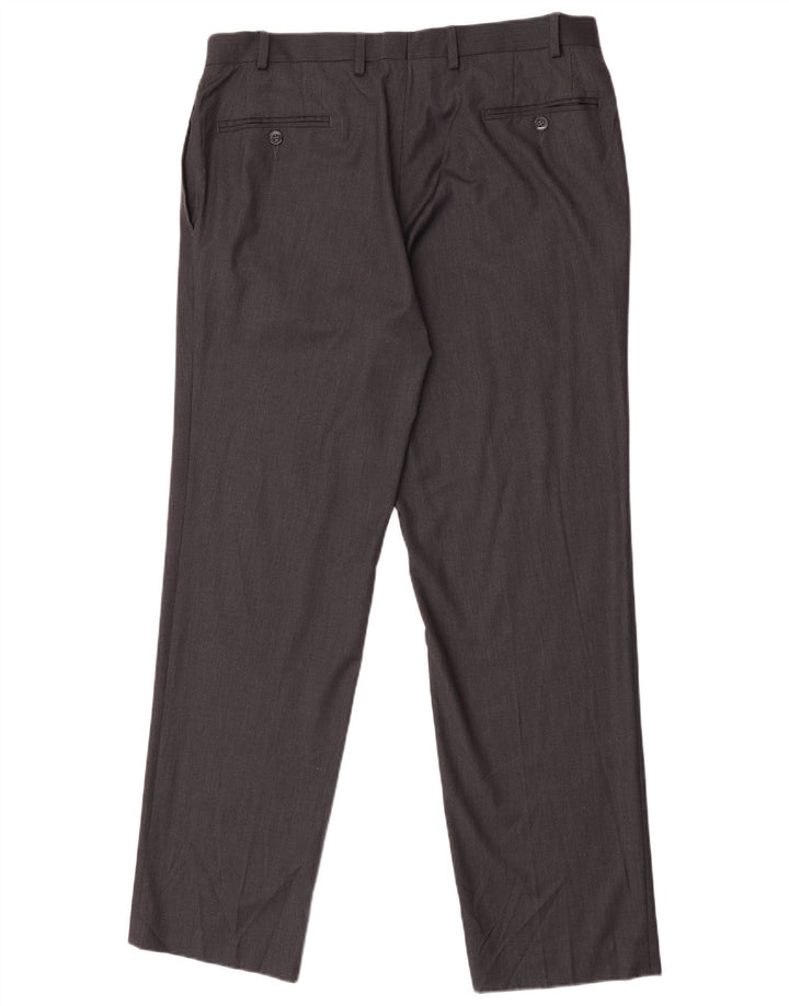 Calvin Klein Mens Straight Suit Trousers W36 L32 Grey Polyester