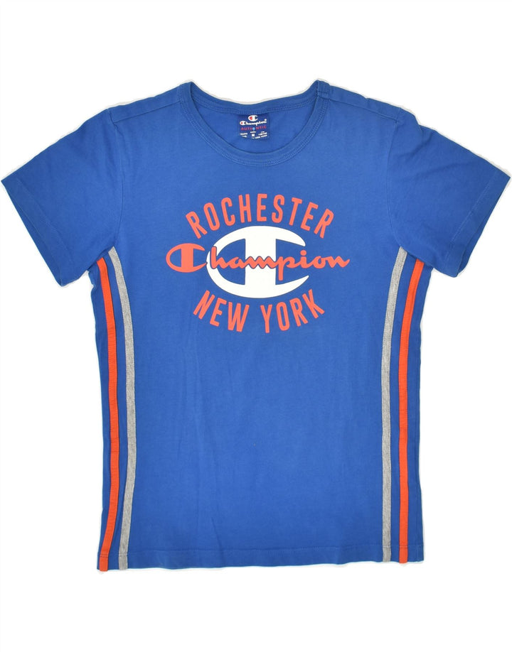 CHAMPION Boys Graphic T-Shirt Top 9-10 Years Medium Blue Cotton | Vintage Champion | Thrift | Second-Hand Champion | Used Clothing | Messina Hembry 