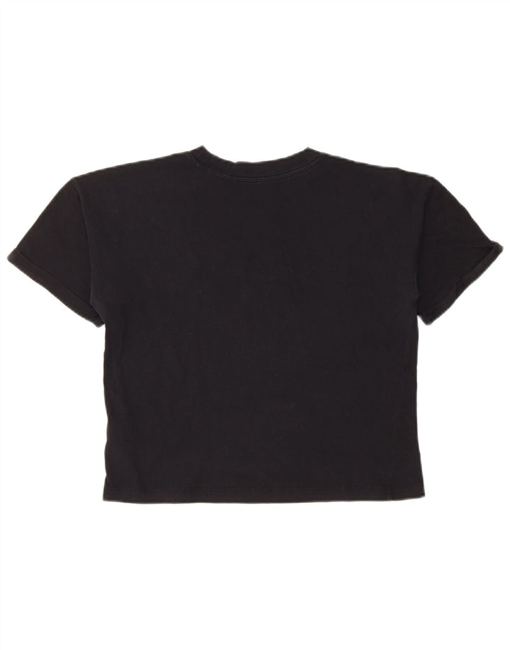 CALVIN KLEIN JEANS Womens Crop Graphic T-Shirt Top UK 6 XS Black Cotton