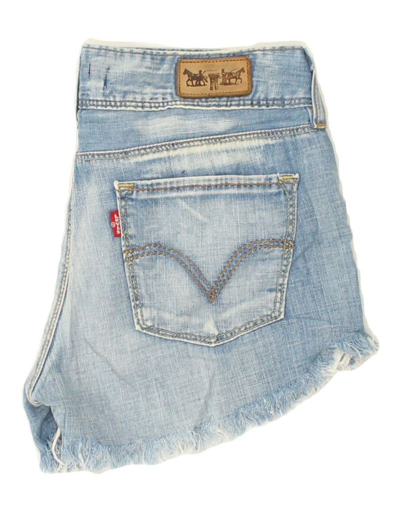 LEVI'S Womens Distressed Denim Shorts W29 Medium Blue Patchwork Cotton | Vintage Levi's | Thrift | Second-Hand Levi's | Used Clothing | Messina Hembry 