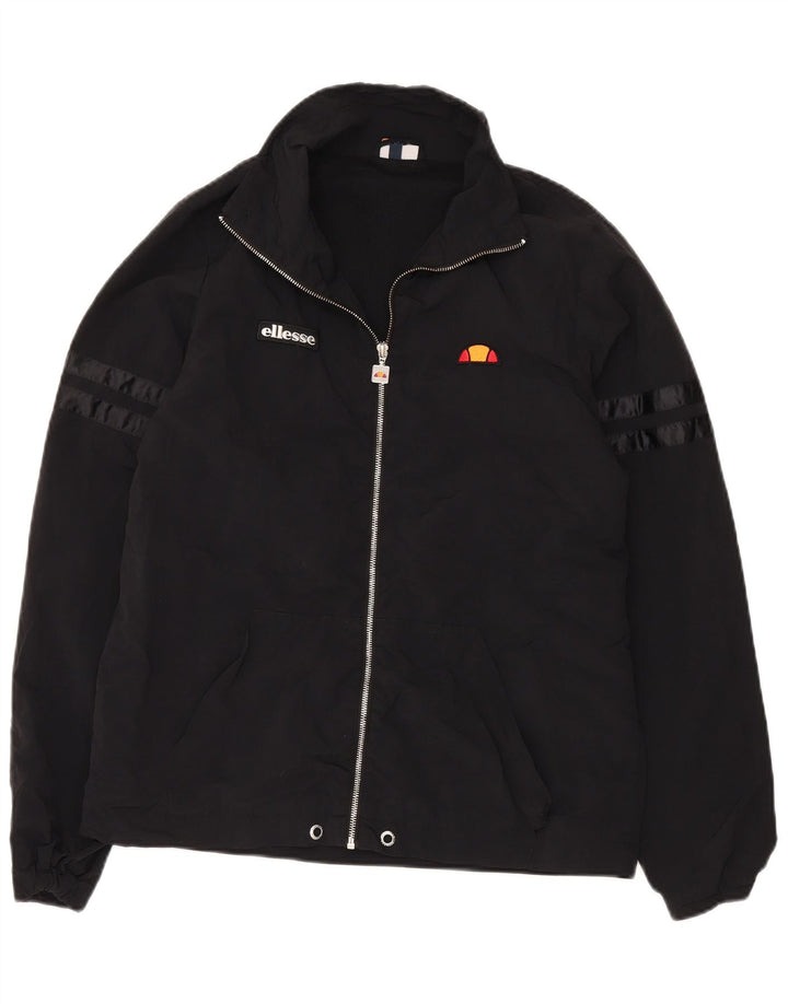 ELLESSE Womens Oversized Tracksuit Top Jacket UK 10 Small  Black