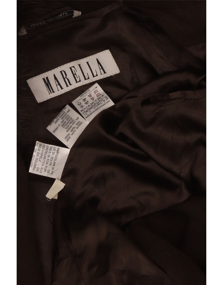 Marella Womens Oversized Overcoat UK 10 Small Brown Virgin Wool