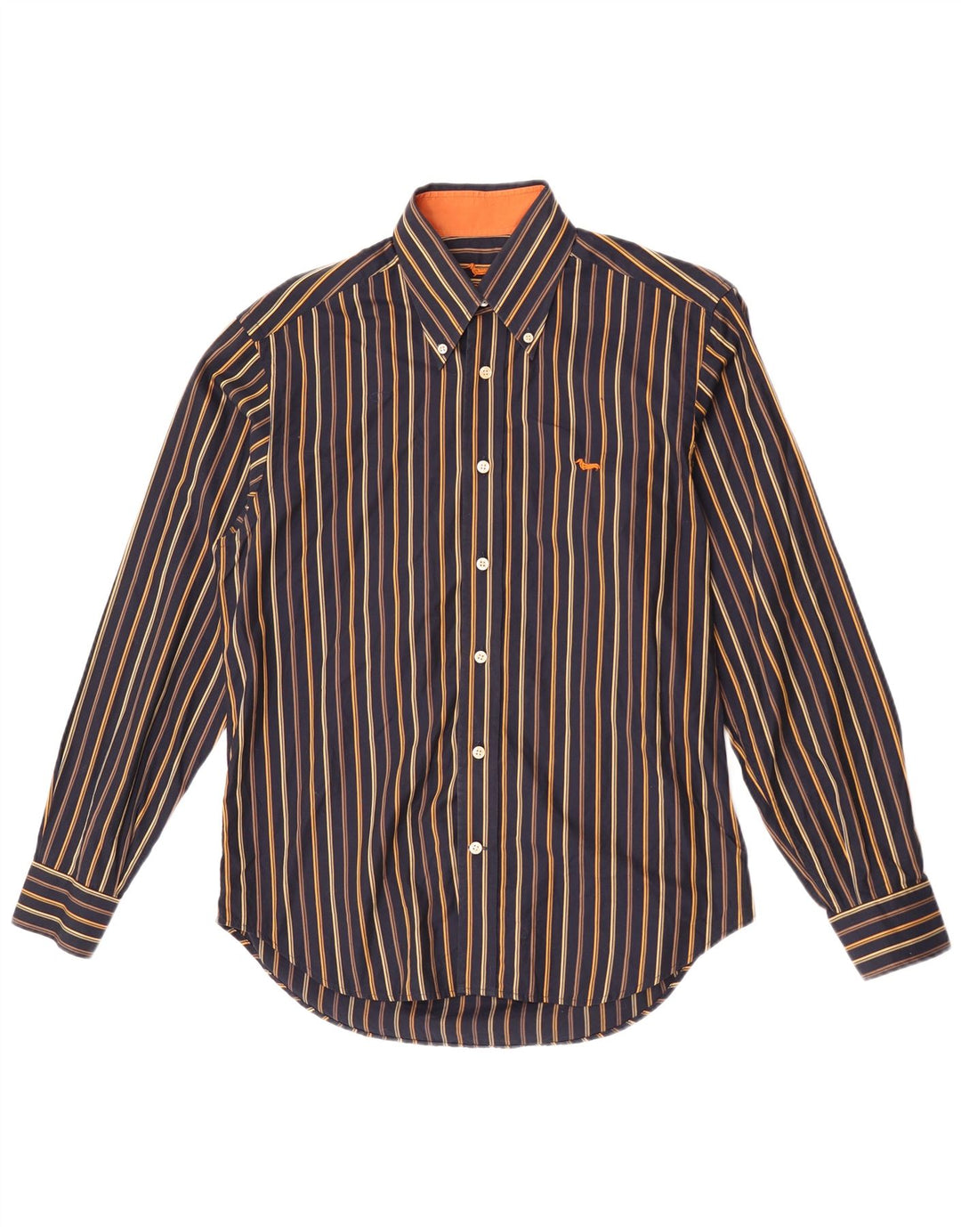 Harmont & Blaine Mens Shirt Medium Navy Blue Striped Cotton