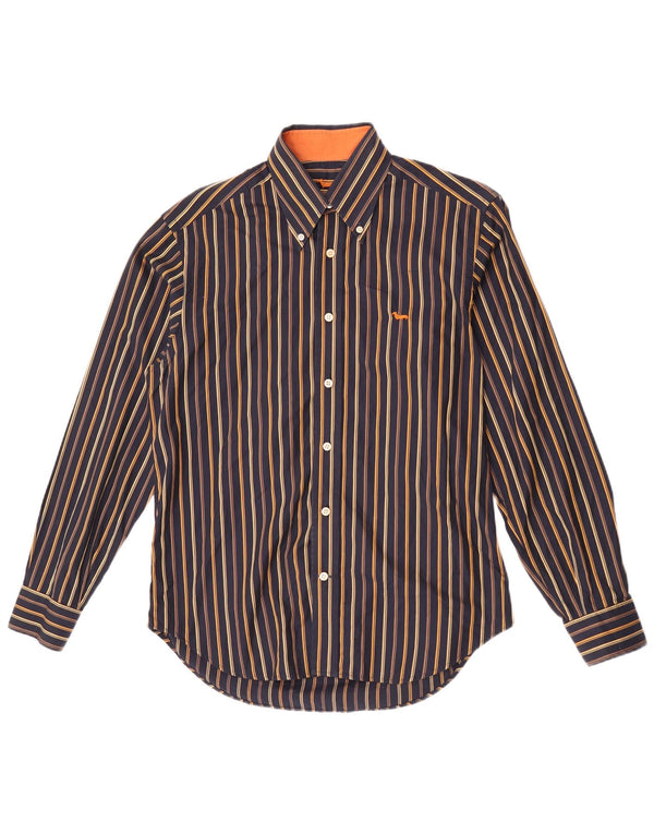 Harmont & Blaine Mens Shirt Medium Navy Blue Striped Cotton