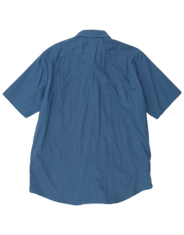 L.L.Bean Mens Traditional Fit Short Sleeve Shirt Large Blue Check Cotton