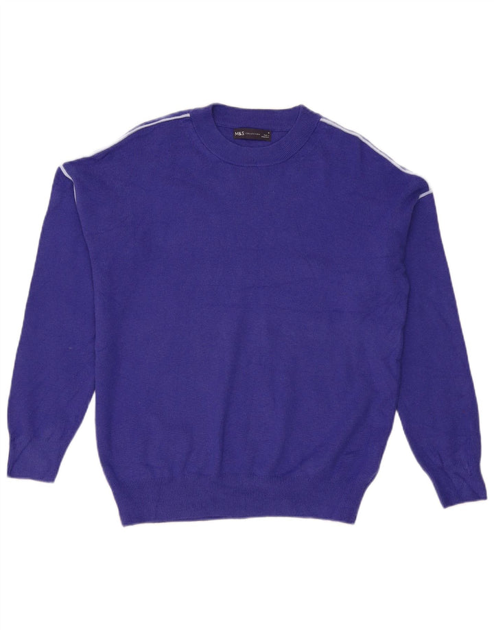 Marks & Spencer Womens Crew Neck Jumper Sweater UK 14 Medium Blue Viscose