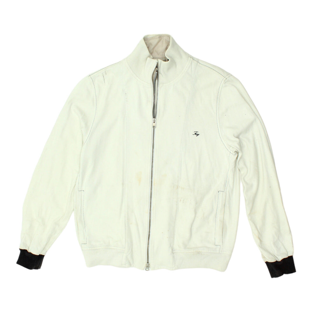 Fay Mens White Double Collar Track Jacket | Vintage High End Designer Sweat Top | Vintage Messina Hembry | Thrift | Second-Hand Messina Hembry | Used Clothing | Messina Hembry 