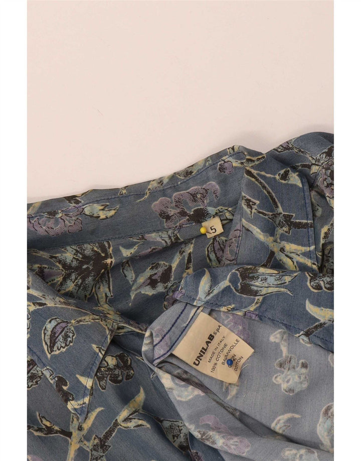 Vintage Mens Shirt XL Blue Floral Cotton