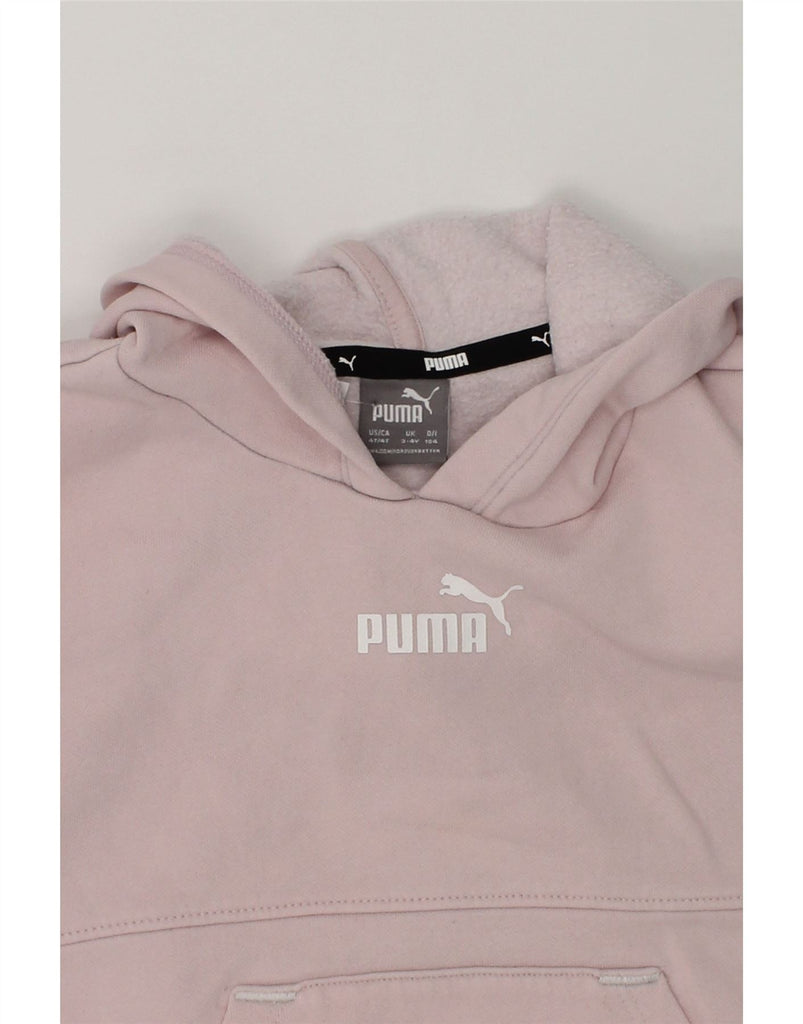 PUMA Girls Graphic Hoodie Jumper 3-4 Years Pink Cotton | Vintage Puma | Thrift | Second-Hand Puma | Used Clothing | Messina Hembry 