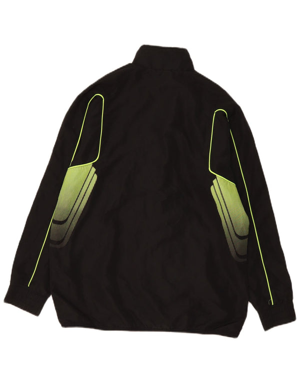 Adidas Boys Graphic Tracksuit Top Jacket 13-14 Years Large Black Polyester