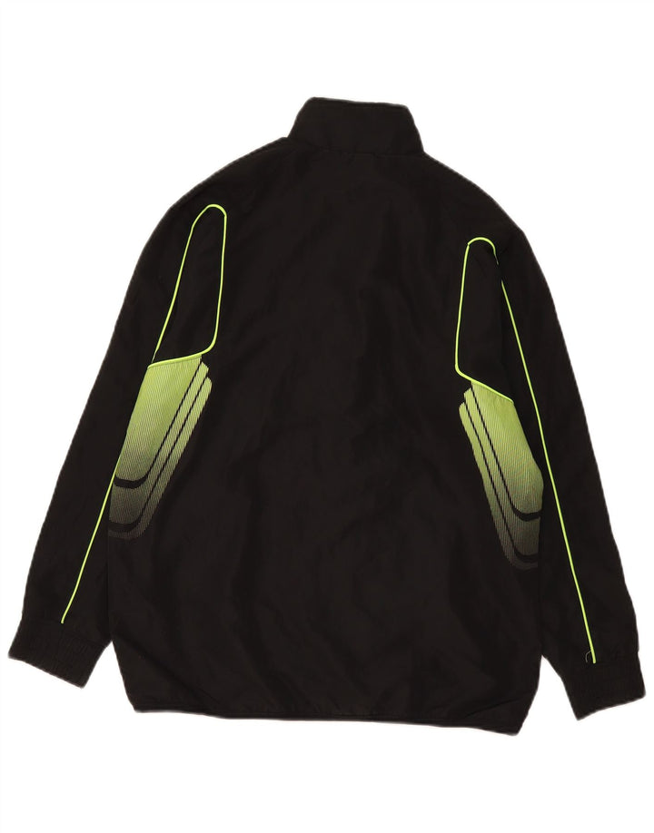 Adidas Boys Graphic Tracksuit Top Jacket 13-14 Years Large Black Polyester