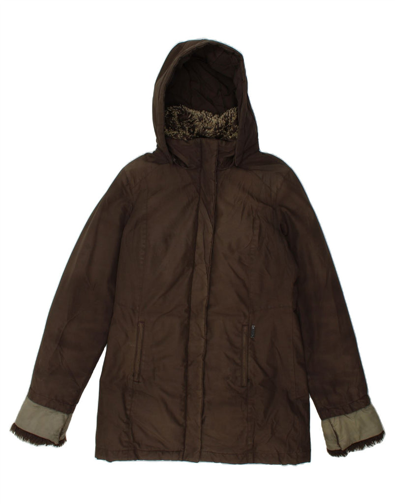 WOOLRICH Womens Hooded Padded Coat UK 14 Medium Brown Polyester Vintage Woolrich and Second-Hand Woolrich from Messina Hembry 