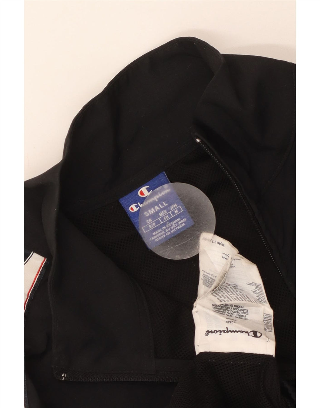 Champion Womens Crop Tracksuit Top Jacket UK 10 Small Black Colourblock