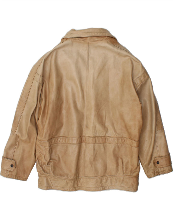 VINTAGE Mens Leather Jacket IT 50 Large Beige Leather Vintage Vintage and Second-Hand Vintage from Messina Hembry 
