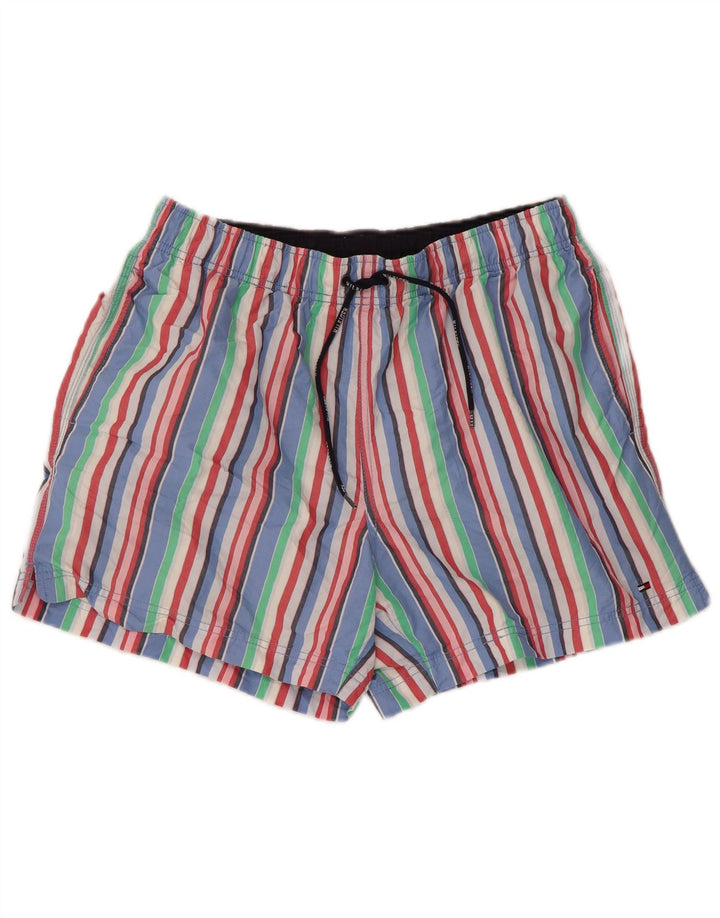 Tommy Hilfiger Mens Swimming Shorts Large Multicoloured Striped Polyester