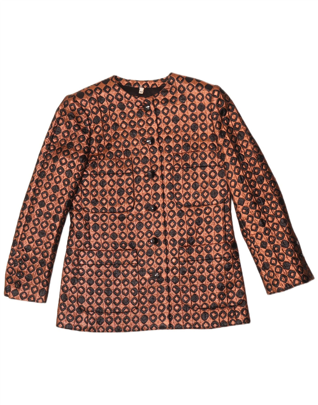 Vintage Womens 6 Button Blazer Jacket IT 44 Medium Brown Geometric
