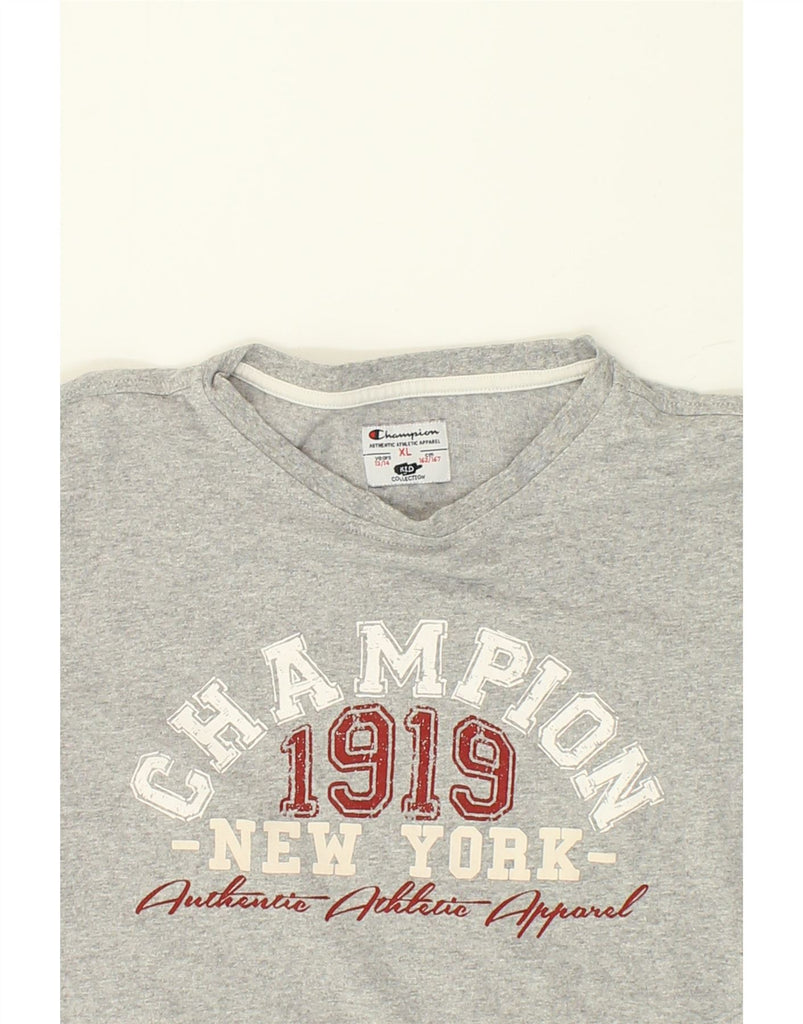 CHAMPION Boys Graphic Top Long Sleeve 13-14 Years XL Grey Vintage Champion and Second-Hand Champion from Messina Hembry 