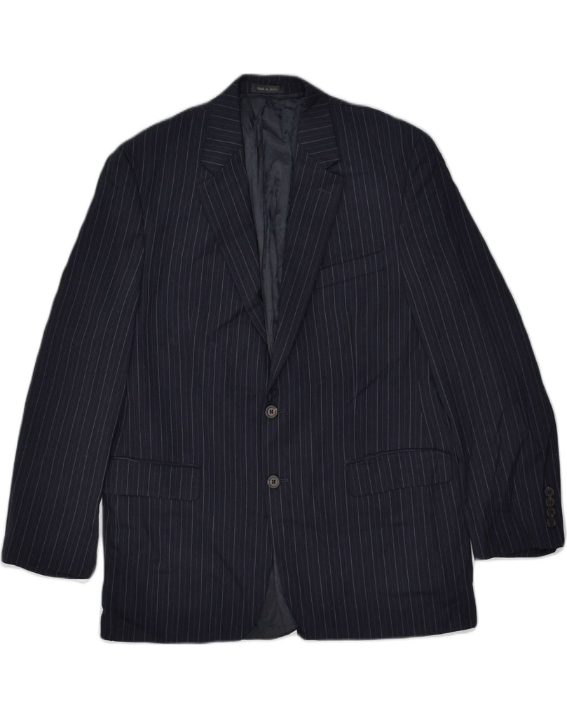 CHAPS Mens Slim 2 Button Blazer Jacket UK 42 XL Navy Blue Striped Wool | Vintage Chaps | Thrift | Second-Hand Chaps | Used Clothing | Messina Hembry 