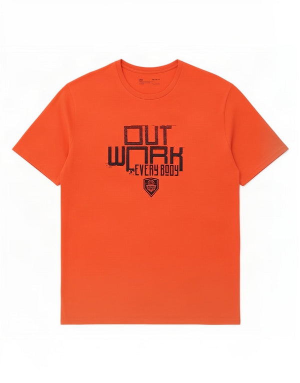 Under Armour Mens Heat Gear Graphic T-Shirt Top Medium Orange Cotton