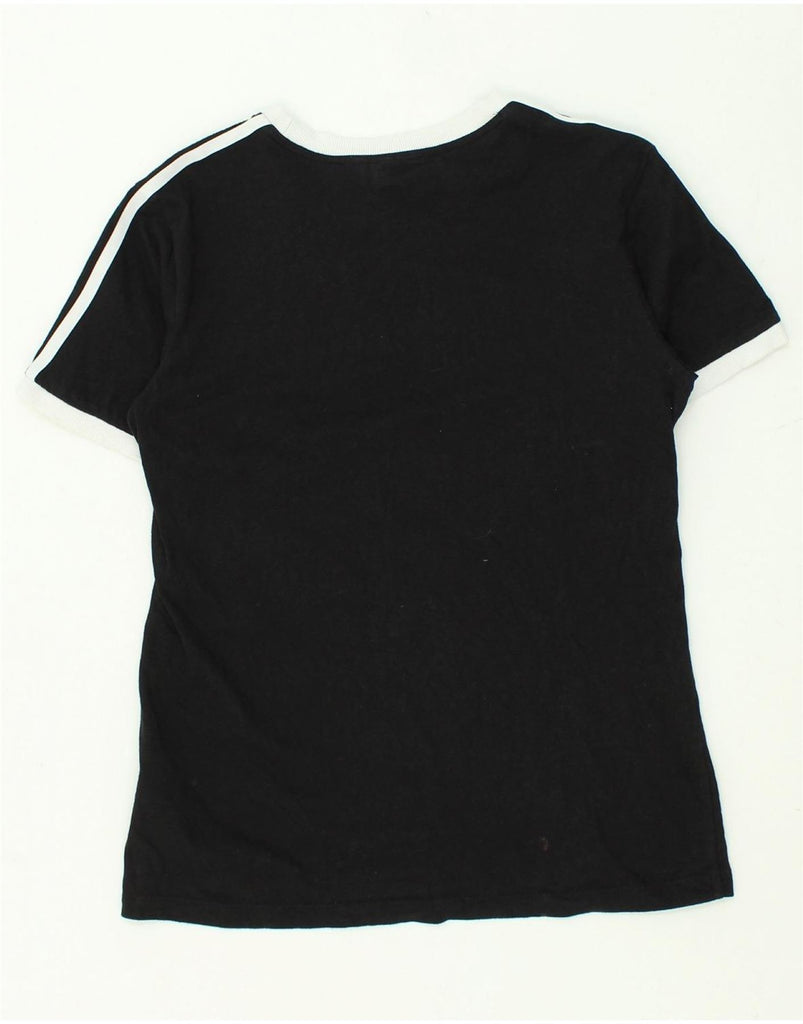 ADIDAS Womens Graphic T-Shirt Top UK 12 Medium Black Cotton | Vintage Adidas | Thrift | Second-Hand Adidas | Used Clothing | Messina Hembry 