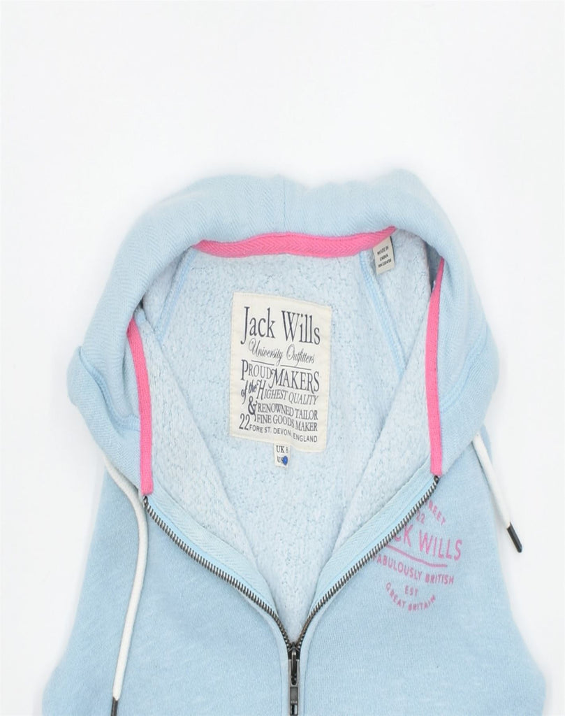 JACK WILLS Womens Zip Hoodie Sweater UK 8 Small Blue Cotton Sports | Vintage | Thrift | Second-Hand | Used Clothing | Messina Hembry 