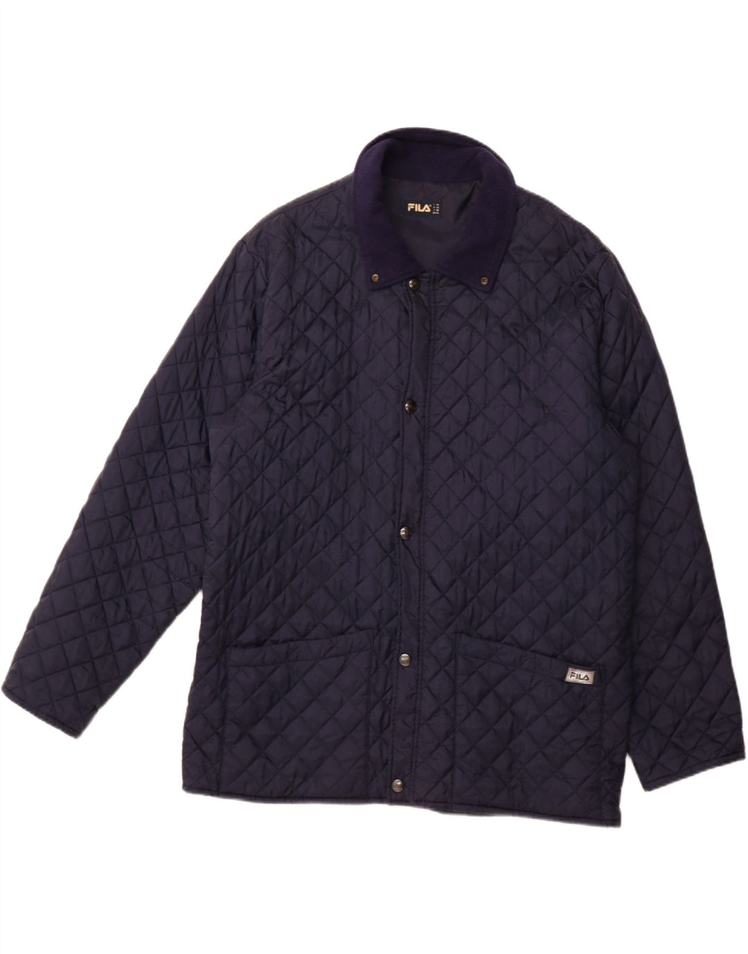 FILA Mens Quilted Jacket UK 44 2XL Navy Blue Polyamide