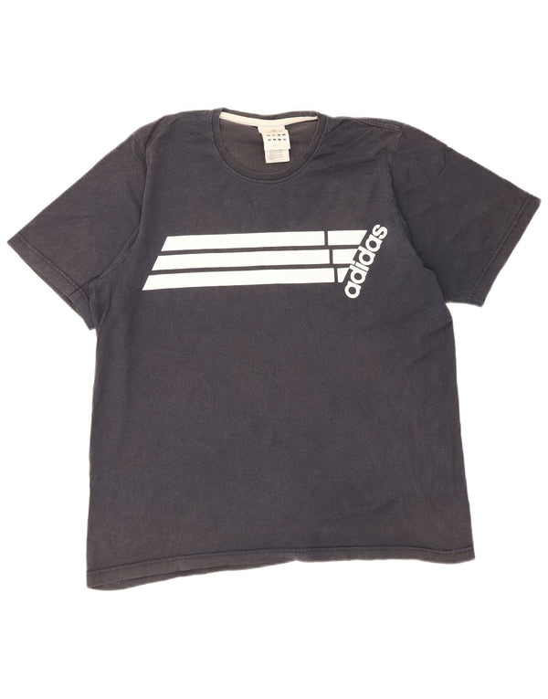 Adidas Mens Graphic T-Shirt Top Large Navy Blue Colourblock Cotton