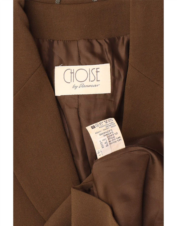 Choise by Danwear Womens 2 Button Blazer Jacket UK 10 Small Khaki Polyester