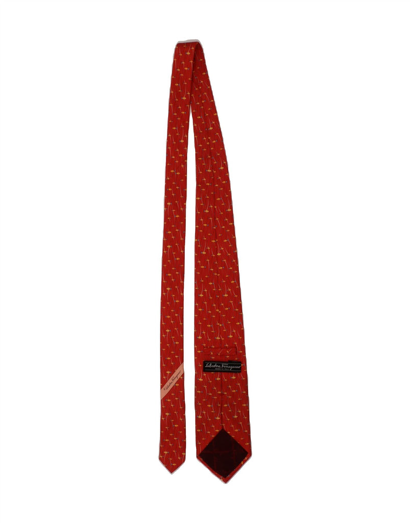 SALVATORE FERRAGAMO Mens Tie One Size Orange Animal Print Silk Fish Vintage Salvatore Ferragamo and Second-Hand Salvatore Ferragamo from Messina Hembry 