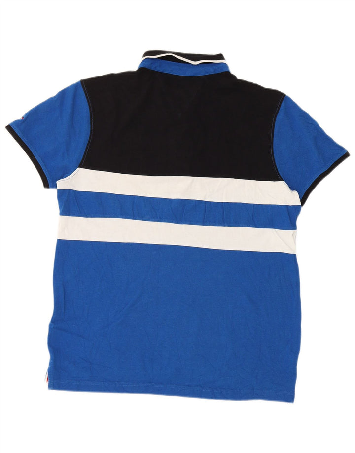Tommy Hilfiger Mens Custom Fit Polo Shirt Small Blue Colourblock