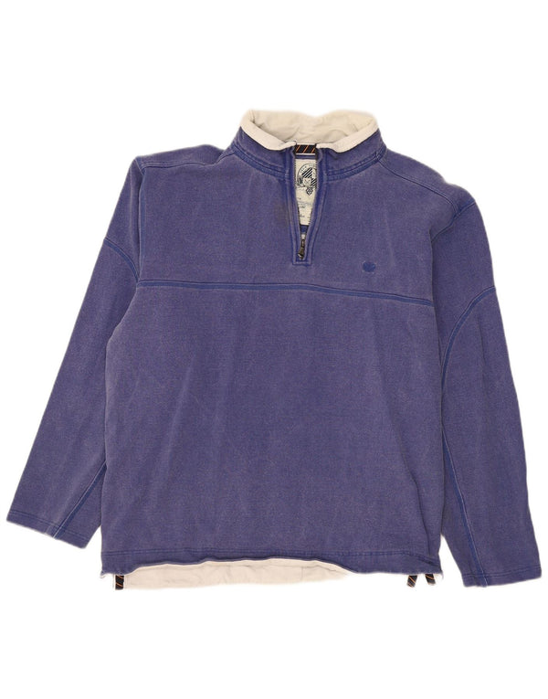 Crew Clothing Mens Zip Neck Sweatshirt Jumper XL Blue Cotton