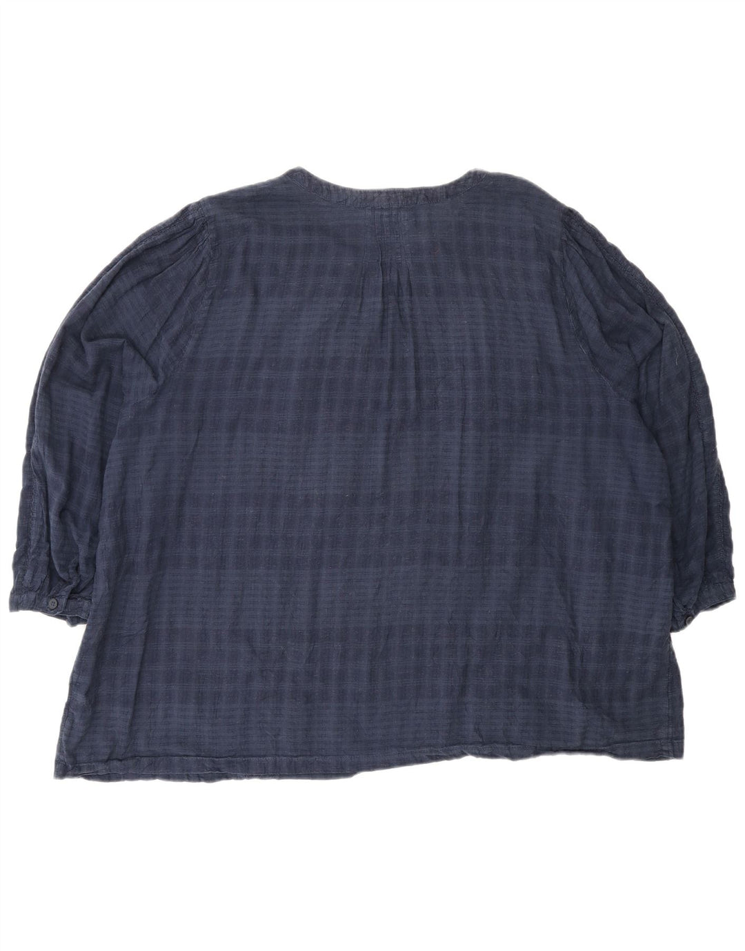 Marks & Spencer Womens 3/4 Sleeve Blouse Top UK 24 4XL Navy Blue Check