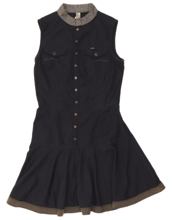 G-Star Womens Sleeveless A-Line Dress UK 8 Small Navy Blue Polyester