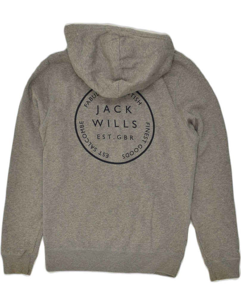 JACK WILLS Mens Graphic Zip Hoodie Sweater Medium Grey Cotton | Vintage Jack Wills | Thrift | Second-Hand Jack Wills | Used Clothing | Messina Hembry 