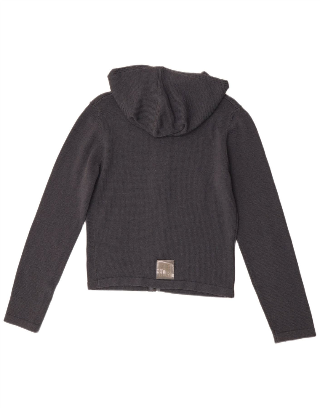 Killer Loop Womens Crop Hooded Cardigan Sweater UK 12 Medium Navy Blue