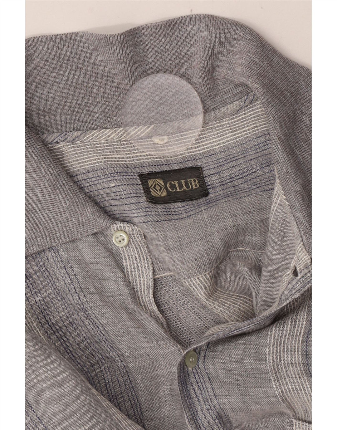 CLUB Mens Short Sleeve Shirt Medium Grey Striped