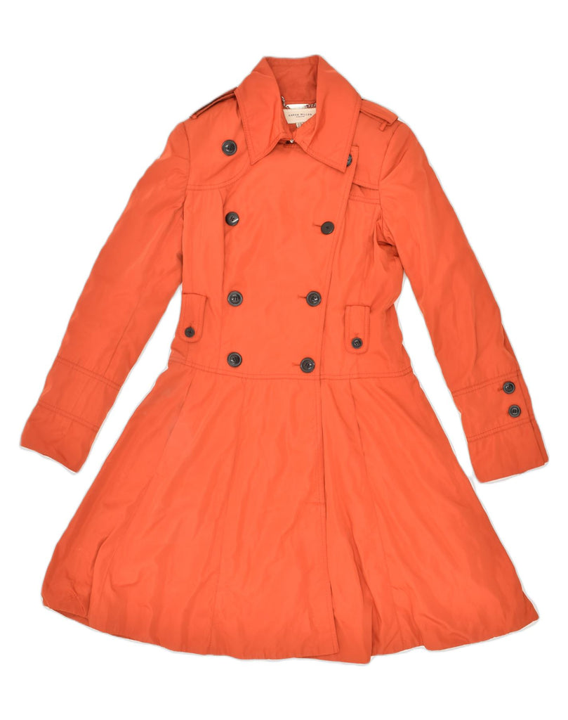 KAREN MILLEN Womens Double Breasted Overcoat UK 10 Small Orange Polyester | Vintage Karen Millen | Thrift | Second-Hand Karen Millen | Used Clothing | Messina Hembry 