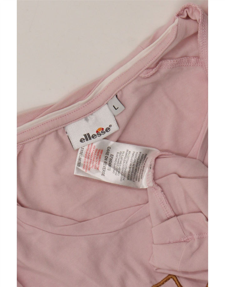 Ellesse Womens Graphic T-Shirt Top UK 14 Large Pink Cotton