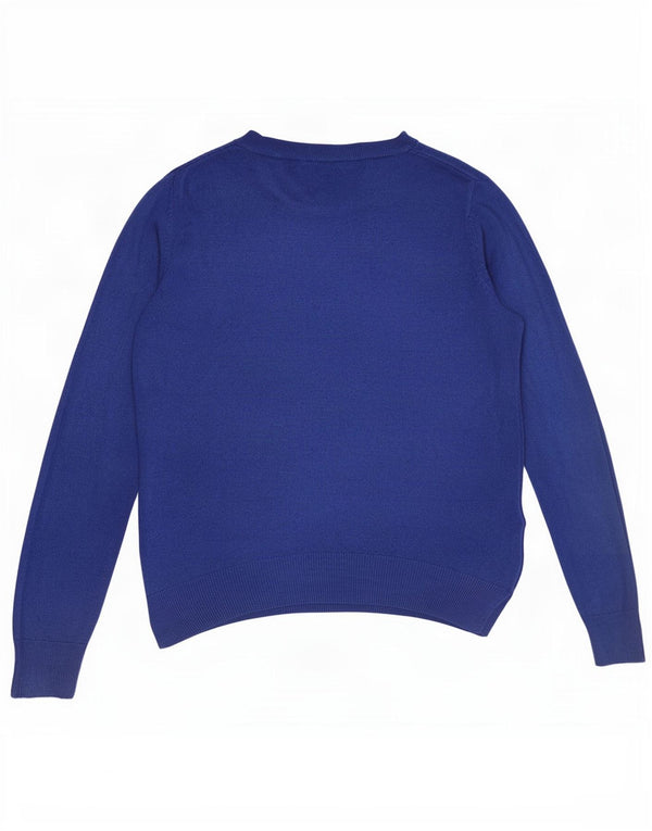 Marks & Spencer Womens Boat Neck Jumper Sweater UK 12 Medium Blue Acrylic