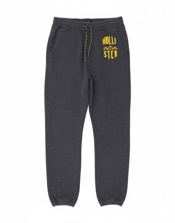 Hollister Mens Graphic Tracksuit Trousers Joggers Small  Navy Blue Cotton