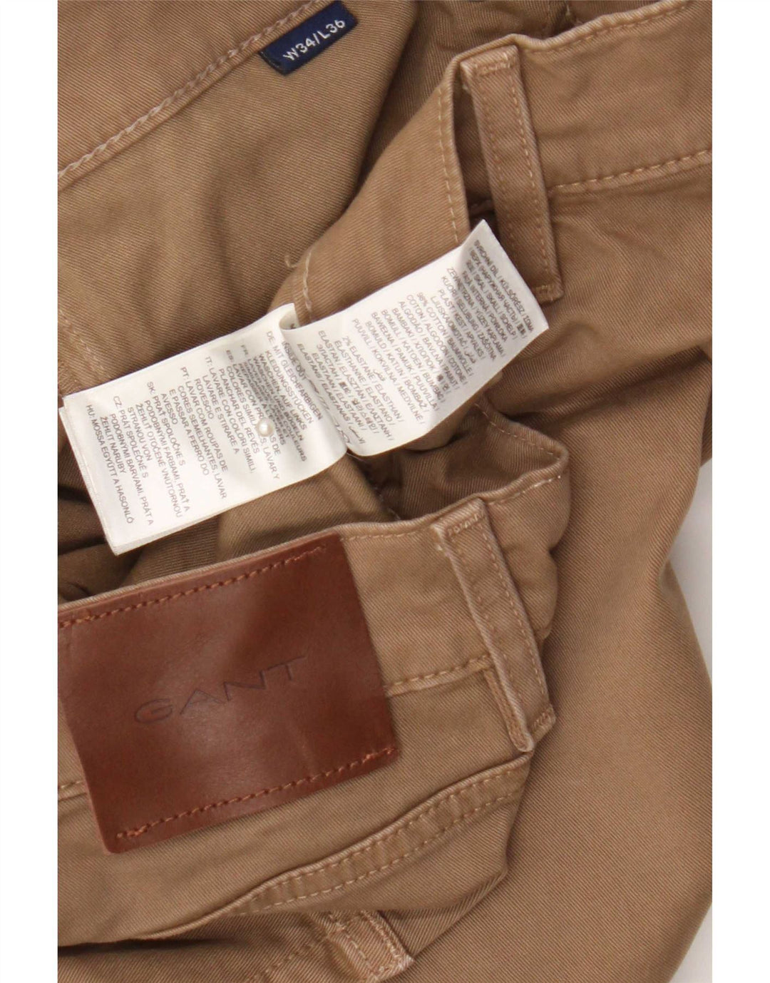 Gant Mens Slim Cargo Trousers W34 L32 Brown Cotton