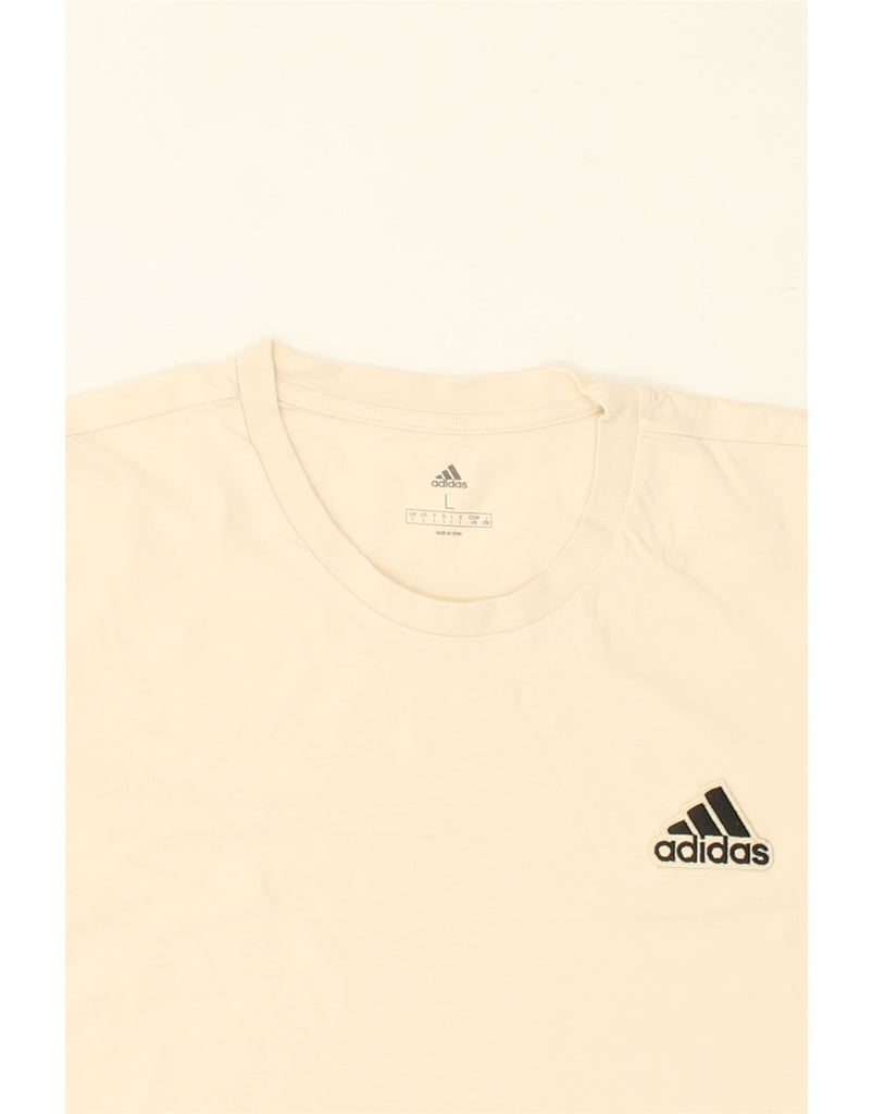 ADIDAS Mens T-Shirt Top Large Beige Cotton | Vintage Adidas | Thrift | Second-Hand Adidas | Used Clothing | Messina Hembry 