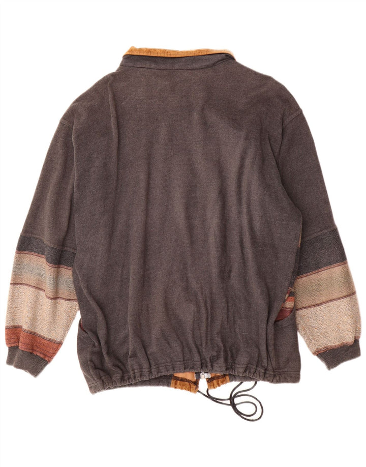 Vintage Mens Graphic Bomber Jacket UK 42 XL Grey Colourblock Acrylic