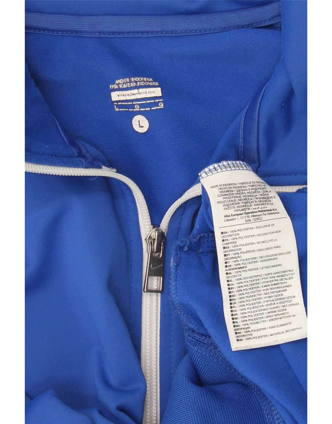 Nike Mens Tracksuit Top Jacket Large Blue Colourblock Polyester