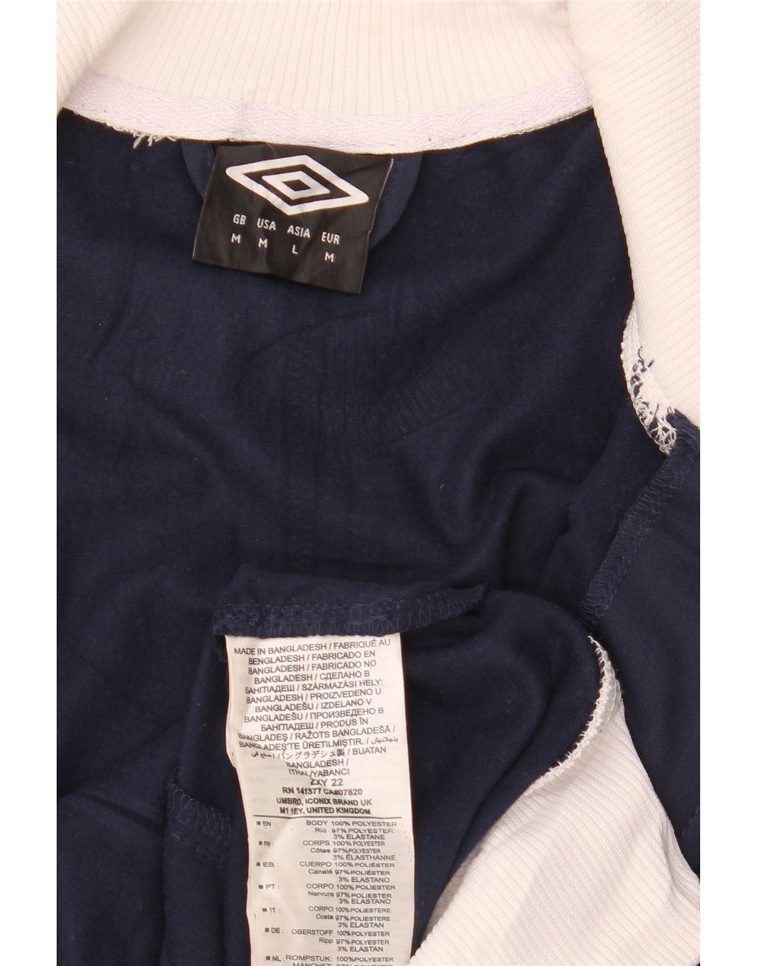 UMBRO Mens Graphic Tracksuit Top Jacket Medium Navy Blue Colourblock