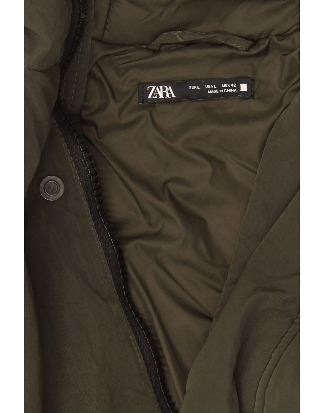 Zara Mens Hooded Padded Coat UK 40 Large Green